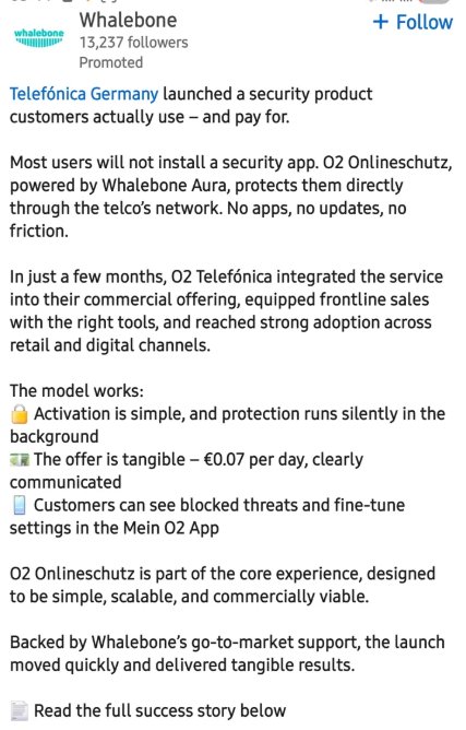 Whalebone LinkedIn Ad